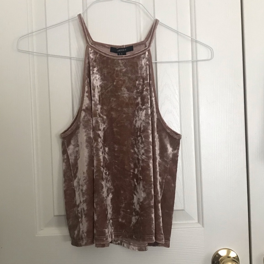 Tan Crushed Velvet Tank Top